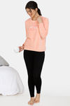 Zivame Velveteen Velour Knit Sweat-Shirt - Pink — thumbnail 4